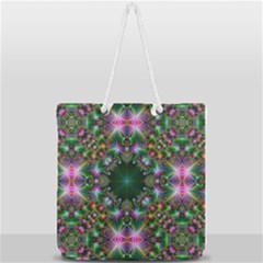 Kaleidoscope Digital Kaleidoscope Fractal Mirrored Full Print Rope Handle Tote (large) by Ravend