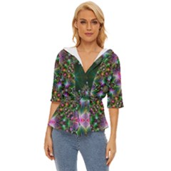 Kaleidoscope Digital Kaleidoscope Fractal Mirrored Lightweight Drawstring Hooded Top by Ravend