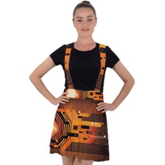 Technology Design Tech Computer Future Business Velvet Suspender Skater Skirt by Ravend