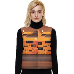 Technology Design Tech Computer Future Business Women s Short Button Up Puffer Vest by Ravend