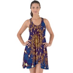 Fractal Spiral Art Pattern Blue Design Show Some Back Chiffon Dress by Ravend
