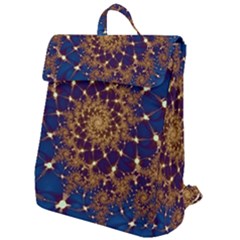 Fractal Spiral Art Pattern Blue Design Flap Top Backpack by Ravend