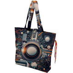 Illustrations Technology Robot Internet Processor Drawstring Tote Bag by Ravend