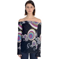 Fractal Math Abstract Abstract Art Digital Art Off Shoulder Long Sleeve Top by Ravend