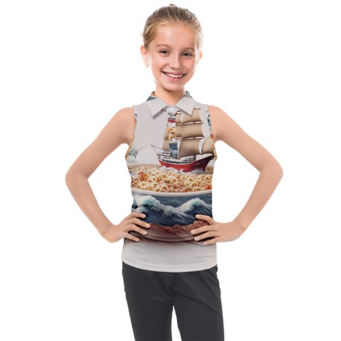Ai Generated Noodles Pirate Chinese Food Food Kids  Sleeveless Polo Tee by danenraven