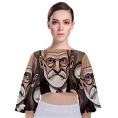 Ai Generated Psychotherapist Psychology Therapy Tie Back Butterfly Sleeve Chiffon Top by danenraven