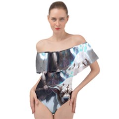Ai Generated Viking God Fantasy Dog Norse Man Off Shoulder Velour Bodysuit  by danenraven