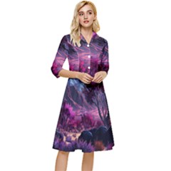 Landscape Landscape Painting Purple Purple Trees Classy Knee Length Dress by danenraven