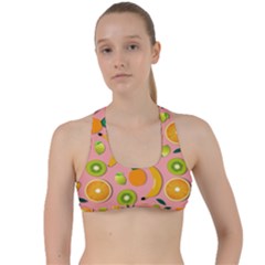 Fruits Tropical Pattern Design Art Criss Cross Racerback Sports Bra by Ravend