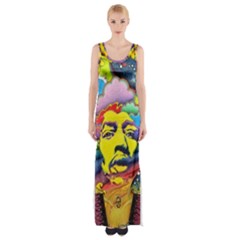 Psychedelic Rock Jimi Hendrix Thigh Split Maxi Dress by Jancukart