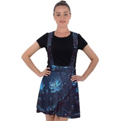 Ai Generated Cherry Blossom Blossoms Art Velvet Suspender Skater Skirt by Ravend