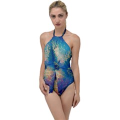 Oil Painting Night Scenery Fantasy Go With The Flow One Piece Swimsuit by Ravend