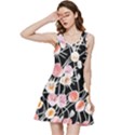 Boho Black Pink Flowers Watercolor VI Inside Out Racerback Dress View1