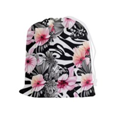 Brilliantly Hued Watercolor Flowers In A Botanical Drawstring Pouch (xl) by GardenOfOphir