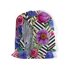 Bountiful Watercolor Flowers Drawstring Pouch (xl) by GardenOfOphir
