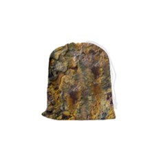 Rusty Orange Abstract Surface Drawstring Pouch (small) by dflcprintsclothing