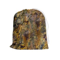 Rusty Orange Abstract Surface Drawstring Pouch (xl) by dflcprintsclothing