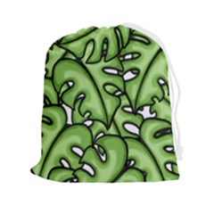 Leaves Nature Monstera Seamless Pattern Repeating Drawstring Pouch (2xl) by Ravend
