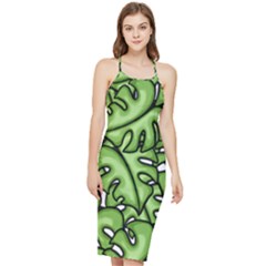Leaves Nature Monstera Seamless Pattern Repeating Bodycon Cross Back Summer Dress by Ravend