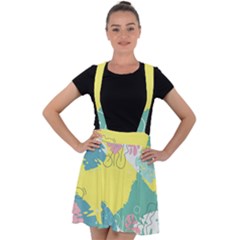 Plants Leaves Border Frame Wallpaper Background Velvet Suspender Skater Skirt by Ravend