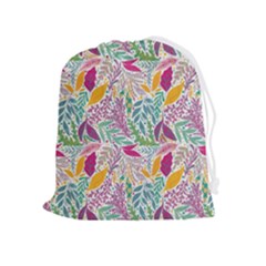 Leaves Colorful Leaves Seamless Design Leaf Drawstring Pouch (xl) by Ravend