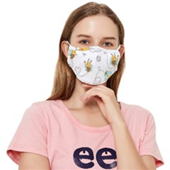 Bee Art Pattern Design Wallpaper Background Print Fitted Cloth Face Mask (adult) by Ravend