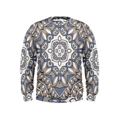 Flower Art Decorative Mandala Pattern Ornamental Kids  Sweatshirt by Ravend