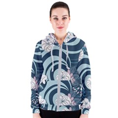 Flowers Pattern Floral Ocean Abstract Digital Art Women s Zipper Hoodie by Ravend