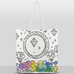 Rainbow Fun Cute Minimal Doodle Drawing Full Print Rope Handle Tote (large) by Ravend