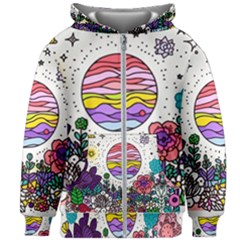 Rainbow Fun Cute Minimal Doodle Drawing Unique Kids  Zipper Hoodie Without Drawstring by Ravend