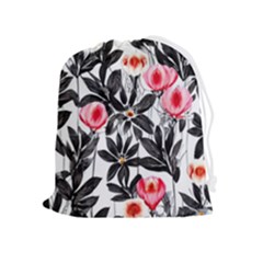 Beautiful Elegant Botanical Flowers Drawstring Pouch (xl) by GardenOfOphir