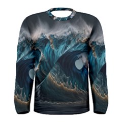 Tsunami Waves Ocean Sea Water Rough Seas 7 Men s Long Sleeve Tee by Ravend