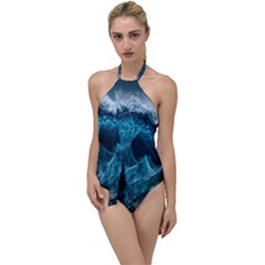 Tsunami Waves Ocean Sea Water Rough Seas 6 Go With The Flow One Piece Swimsuit by Ravend