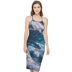 Tsunami Waves Ocean Sea Water Rough Seas 5 Bodycon Cross Back Summer Dress by Ravend