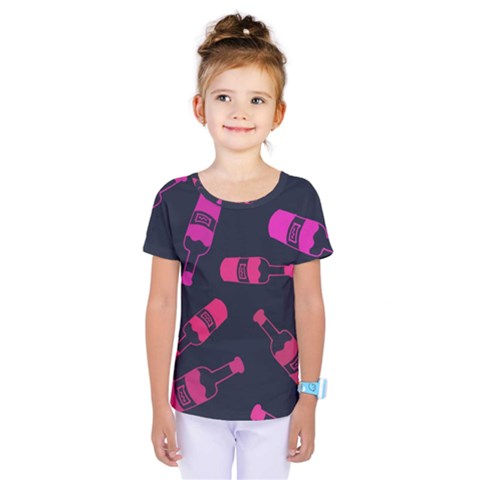Wine Wine Bottles Background Graphic Kids  One Piece Tee by Ravend