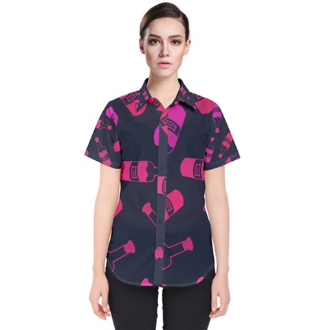 Wine Wine Bottles Background Graphic Women s Short Sleeve Shirt by Ravend