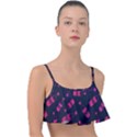 Wine Wine Bottles Background Graphic Frill Bikini Top View1