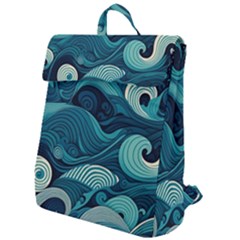 Waves Ocean Sea Abstract Whimsical Abstract Art Flap Top Backpack by Ravend