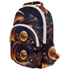 Ai Generated Swirl Space Design Fractal Light Abstract Rounded Multi Pocket Backpack by Ravend