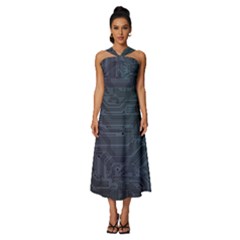 Circuit Board Circuits Mother Board Computer Chip Sleeveless Cross Front Cocktail Midi Chiffon Dress by Ravend