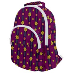 Purple Background Graphic Decor Backdrop Design Art Rounded Multi Pocket Backpack by Ravend