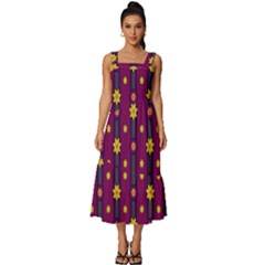 Purple Background Graphic Decor Backdrop Design Art Square Neckline Tiered Midi Dress by Ravend