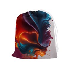 Ai Generated Swirl Splash Blaze Design Art Drawstring Pouch (xl) by Ravend