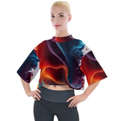 Ai Generated Swirl Splash Blaze Design Art Mock Neck Tee by Ravend