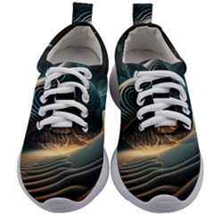 Ai Generated Swirl Space Design Fractal Light Kids Athletic Shoes by Ravend
