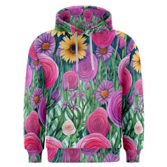 Charming Watercolor Flowers Men s Overhead Hoodie by GardenOfOphir