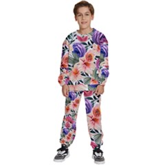 Country-chic Watercolor Flowers Kids  Sweatshirt Set by GardenOfOphir