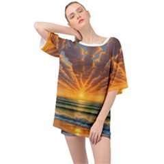 Waves At Sunset Oversized Chiffon Top by GardenOfOphir