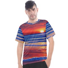 Golden Sunset Over Beach Men s Sport Top by GardenOfOphir