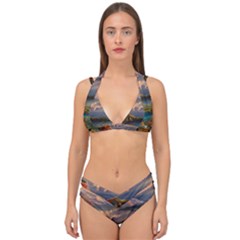 Summer Sunset Double Strap Halter Bikini Set by GardenOfOphir